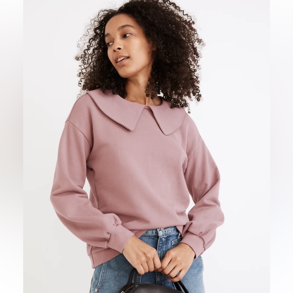 Madewell Resourced Cotton Collared Vintage Sweatshirt Mauve Purple Size Small